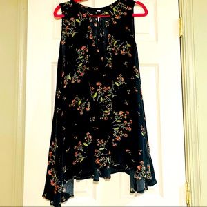 Free People black floral shift dress size M